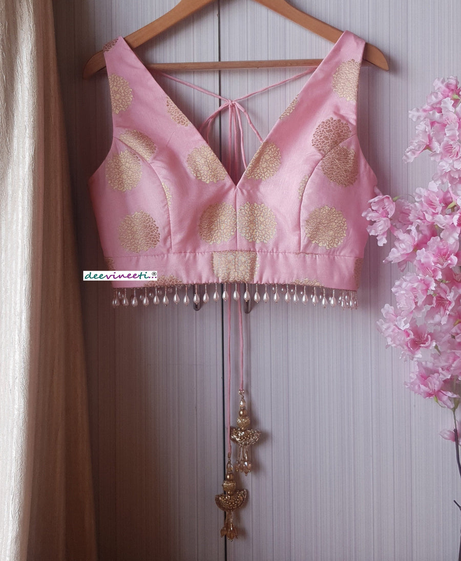 Designer Pink Brocade Silk