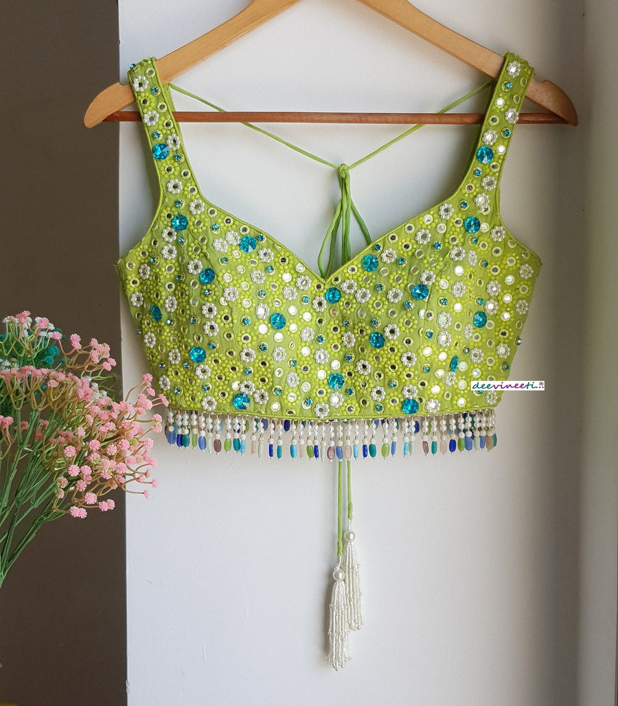 Hand Embroidered Lime Green
