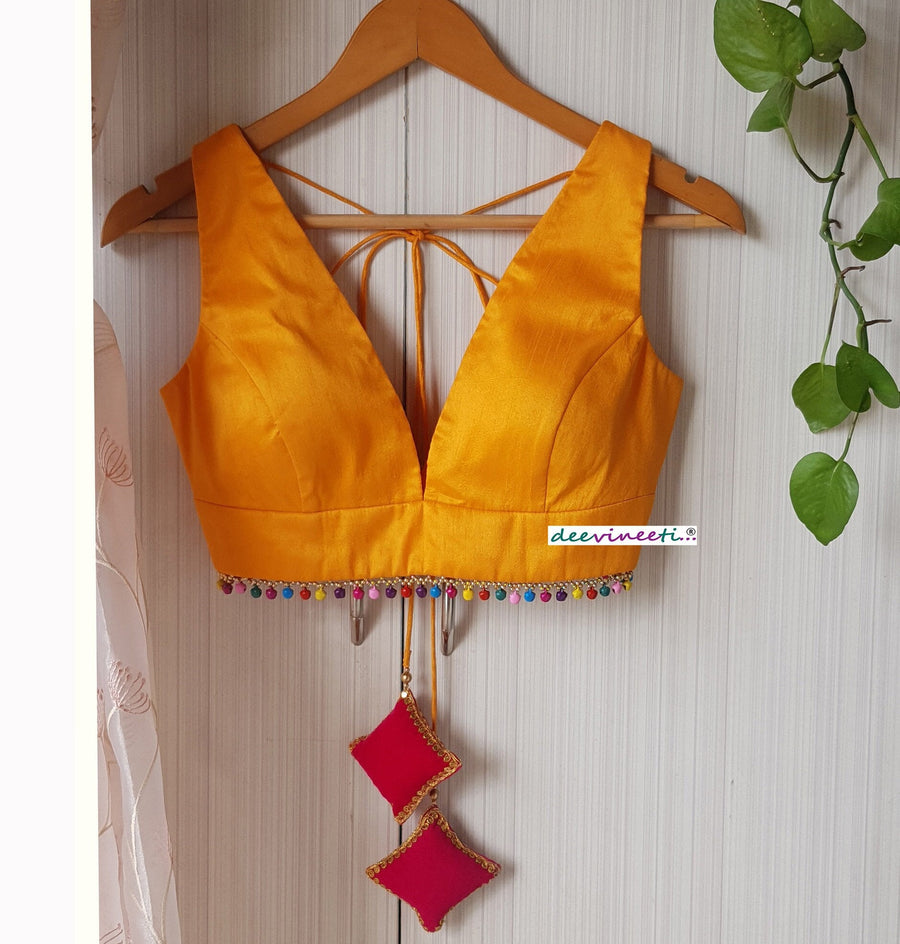 Blouse Amber Yellow Blended Raw Silk
