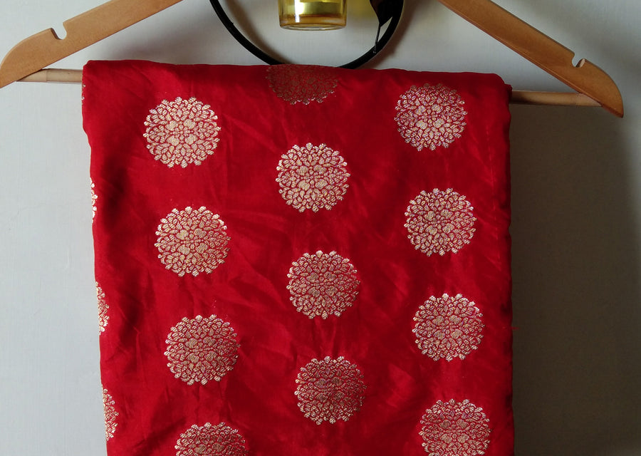 DeeVineeTi Custom Made Brocade Silk Half Sleeves Indian Saree Blouse Red