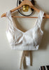 DeeVineeTi Custom Made Designer Off-White Raw Silk Open Back Tie Closure Sleeveless Indian Saree Blouse 1